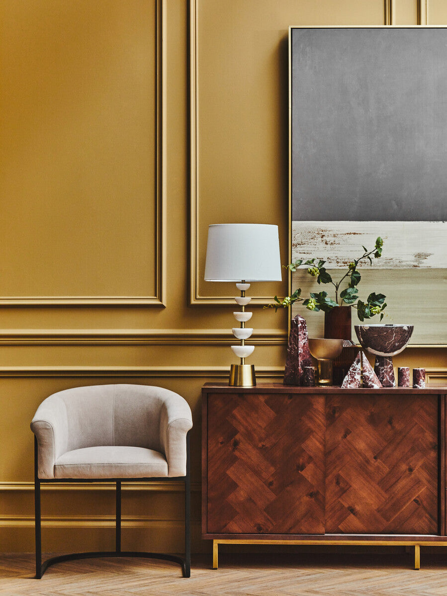 Brando Acacia Veneer Sideboard with Antique Brass Finish Legs