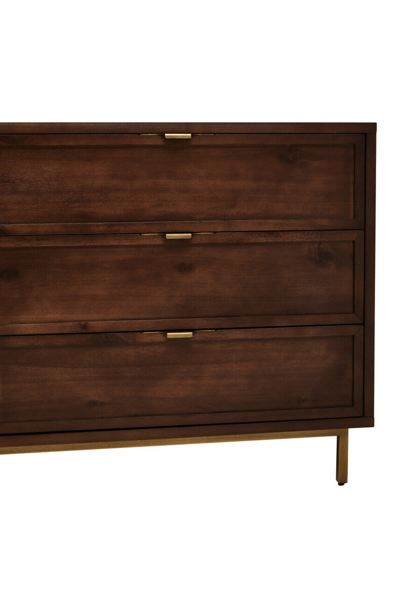 Brando Acacia Veneer Sideboard with Antique Brass Finish Legs