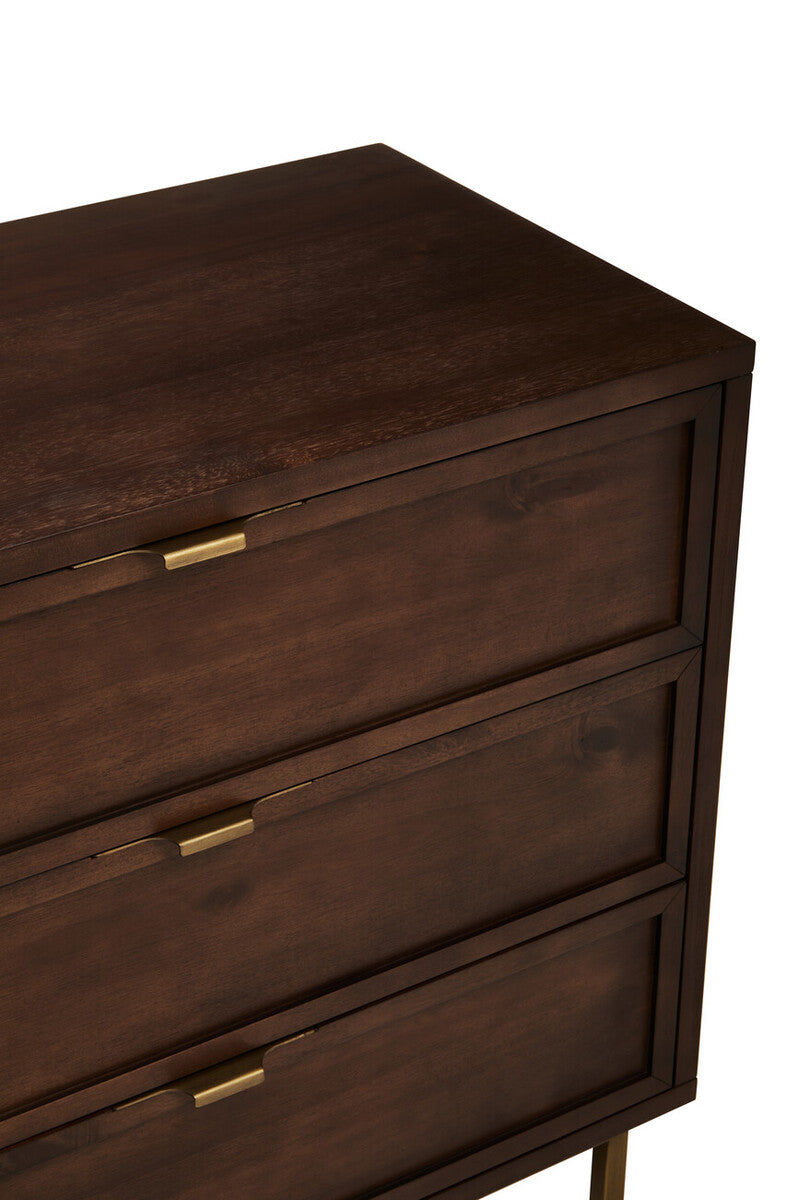 Brando Acacia Veneer Sideboard with Antique Brass Finish Legs