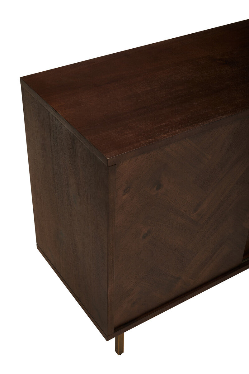 Brando Acacia Veneer Sideboard with Antique Brass Finish Legs