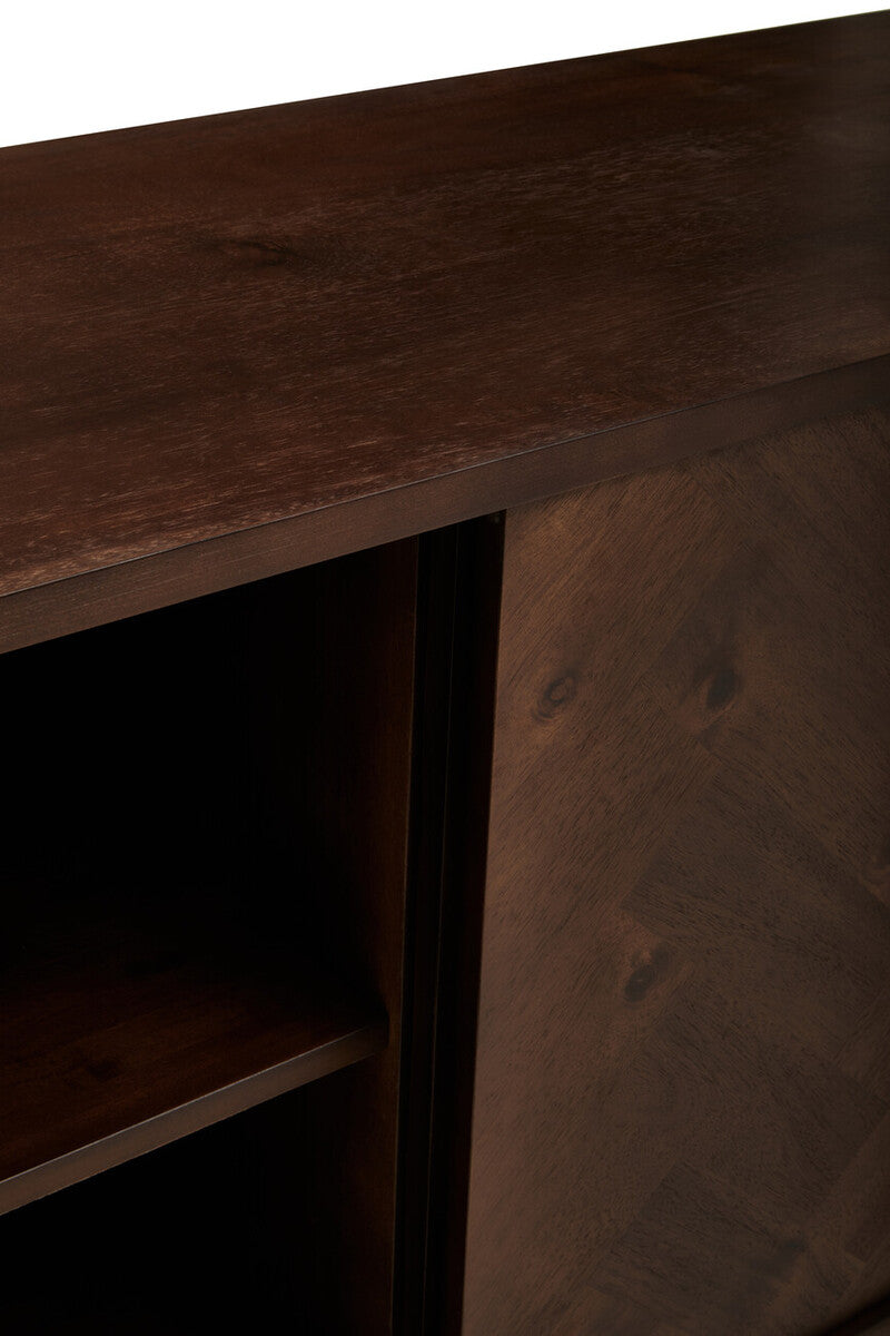 Brando Acacia Veneer Sideboard with Antique Brass Finish Legs