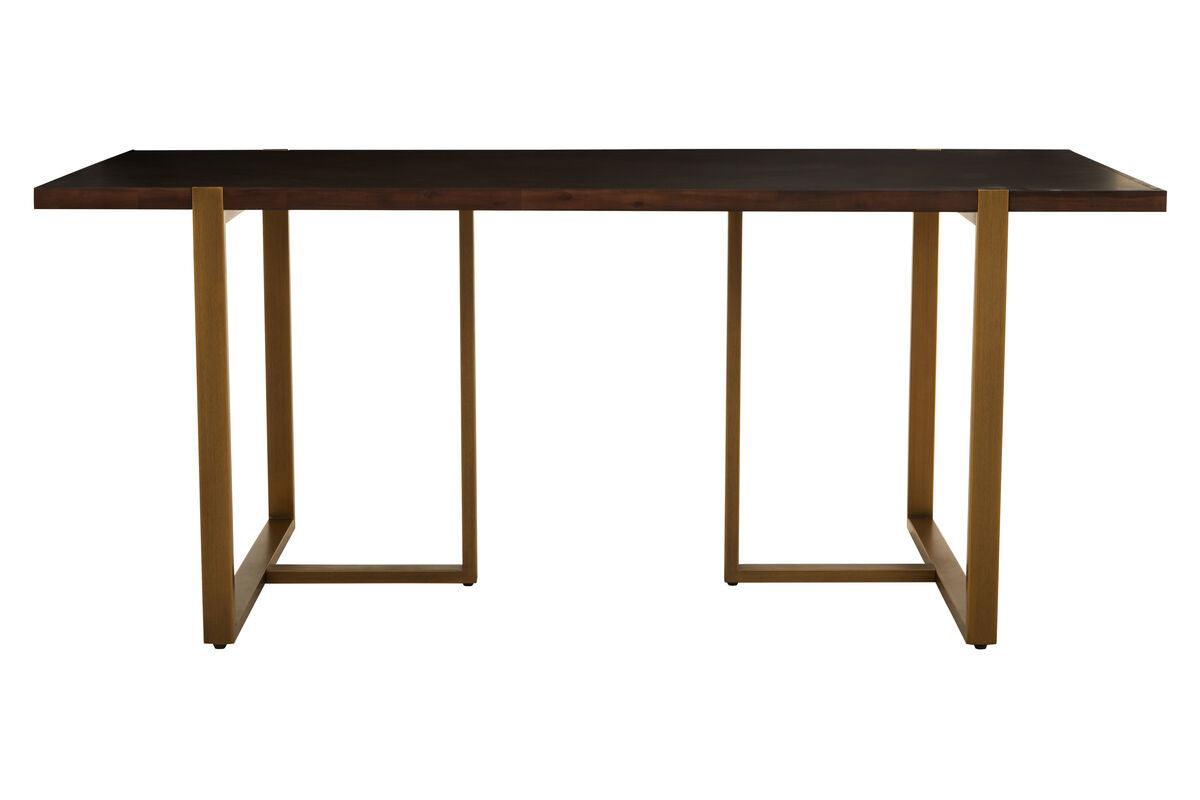 Brando Acacia Veneer Dining Table with Antique Brass Finish Legs