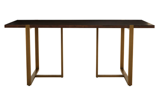 Brando Acacia Veneer Dining Table with Antique Brass Finish Legs