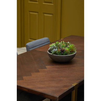 Brando Acacia Veneer Dining Table with Antique Brass Finish Legs