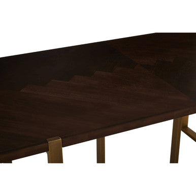 Brando Acacia Veneer Dining Table with Antique Brass Finish Legs