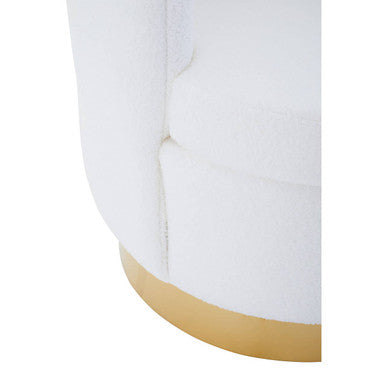 Biarritz Off White Boucle Scalloped Swivel Chair with Gold Base