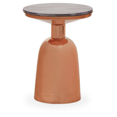 Amira Black Marble Side Table with Copper Finish Base