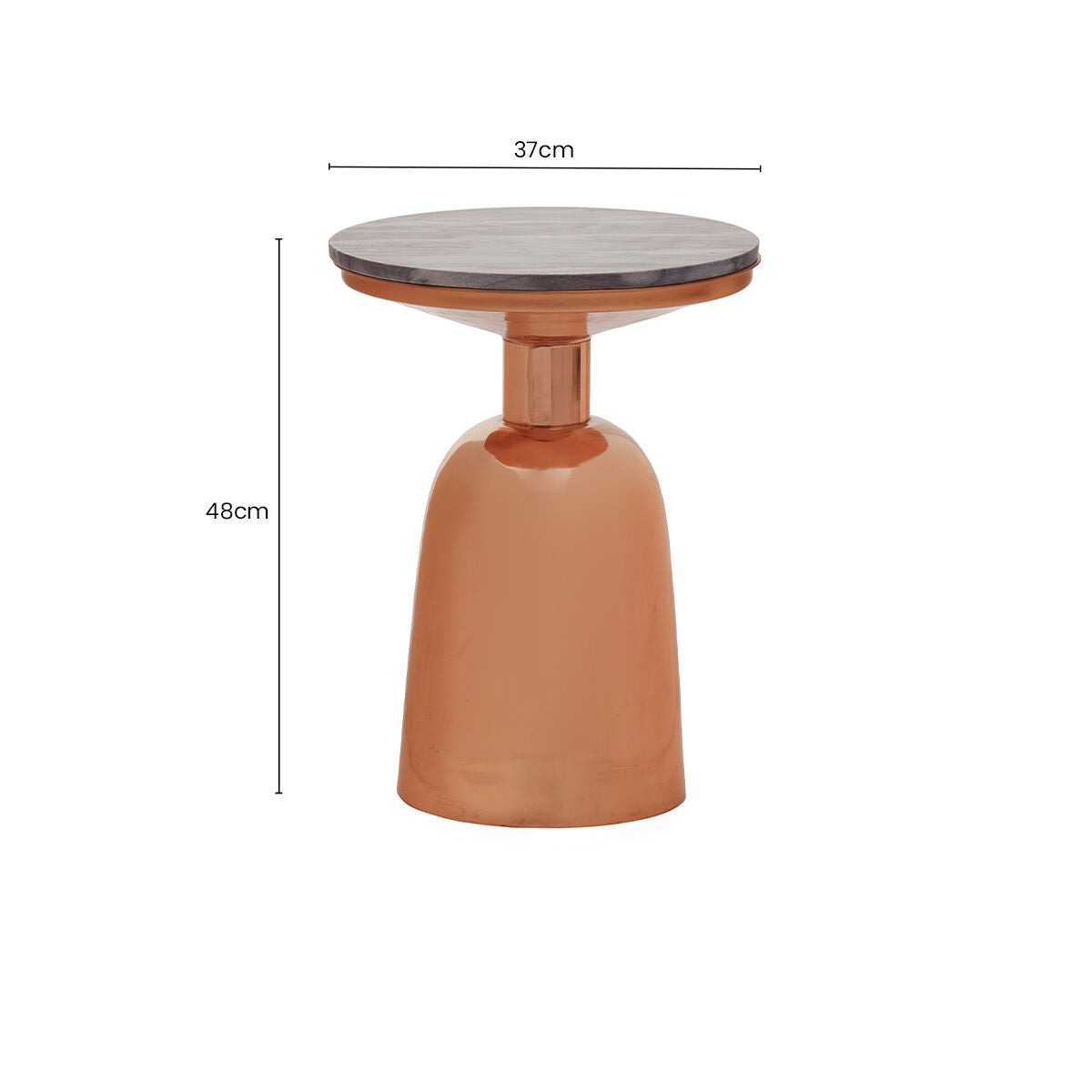 Amira Black Marble Side Table with Copper Finish Base