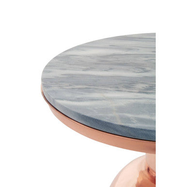 Amira Black Marble Side Table with Copper Finish Base