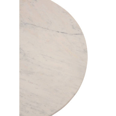 Amira White Marble Large Side Table with Gold Finish Base