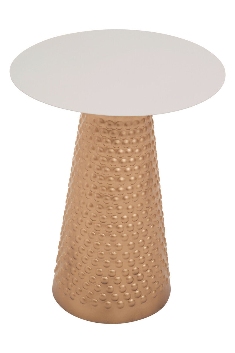 Amira White and Gold Finish Side Table
