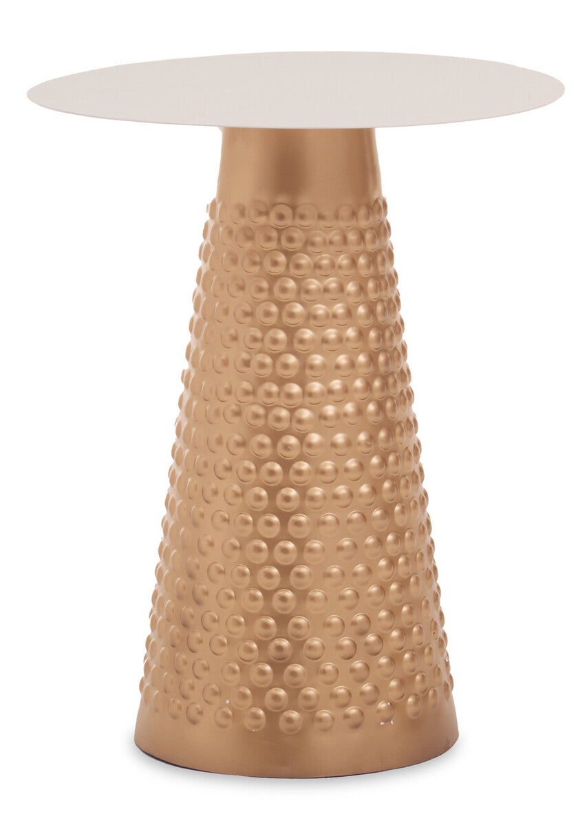 Amira White and Gold Finish Side Table