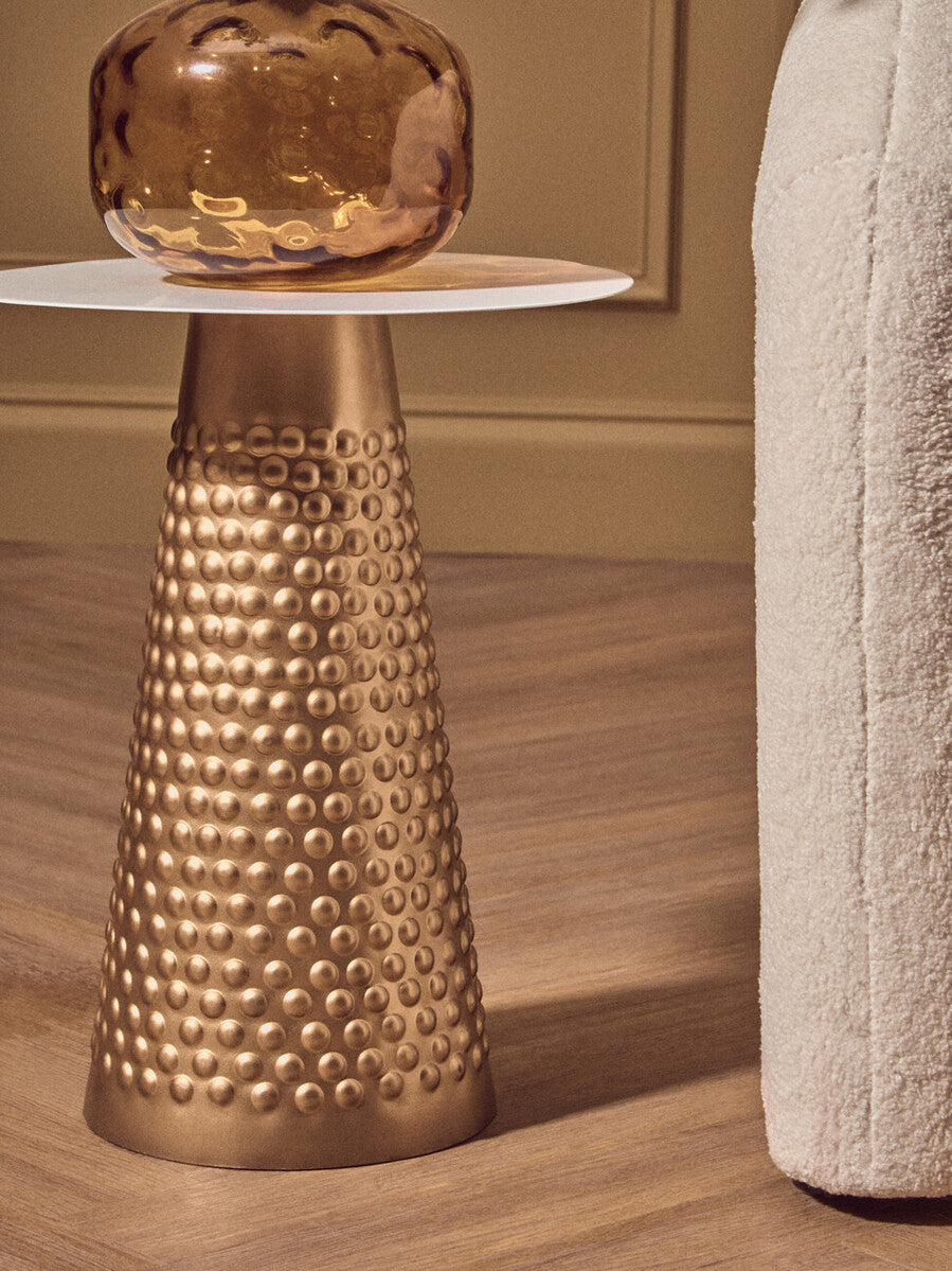 Amira White and Gold Finish Side Table