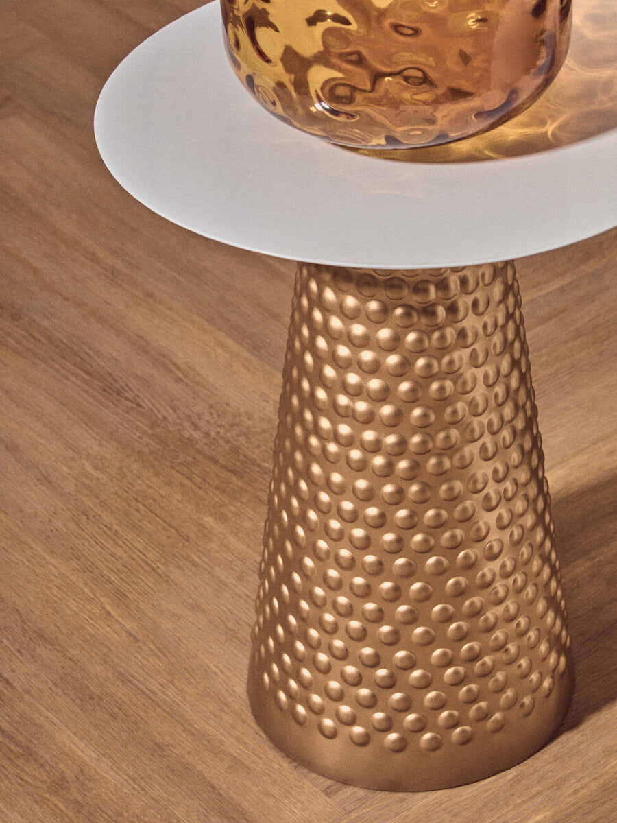 Amira White and Gold Finish Side Table