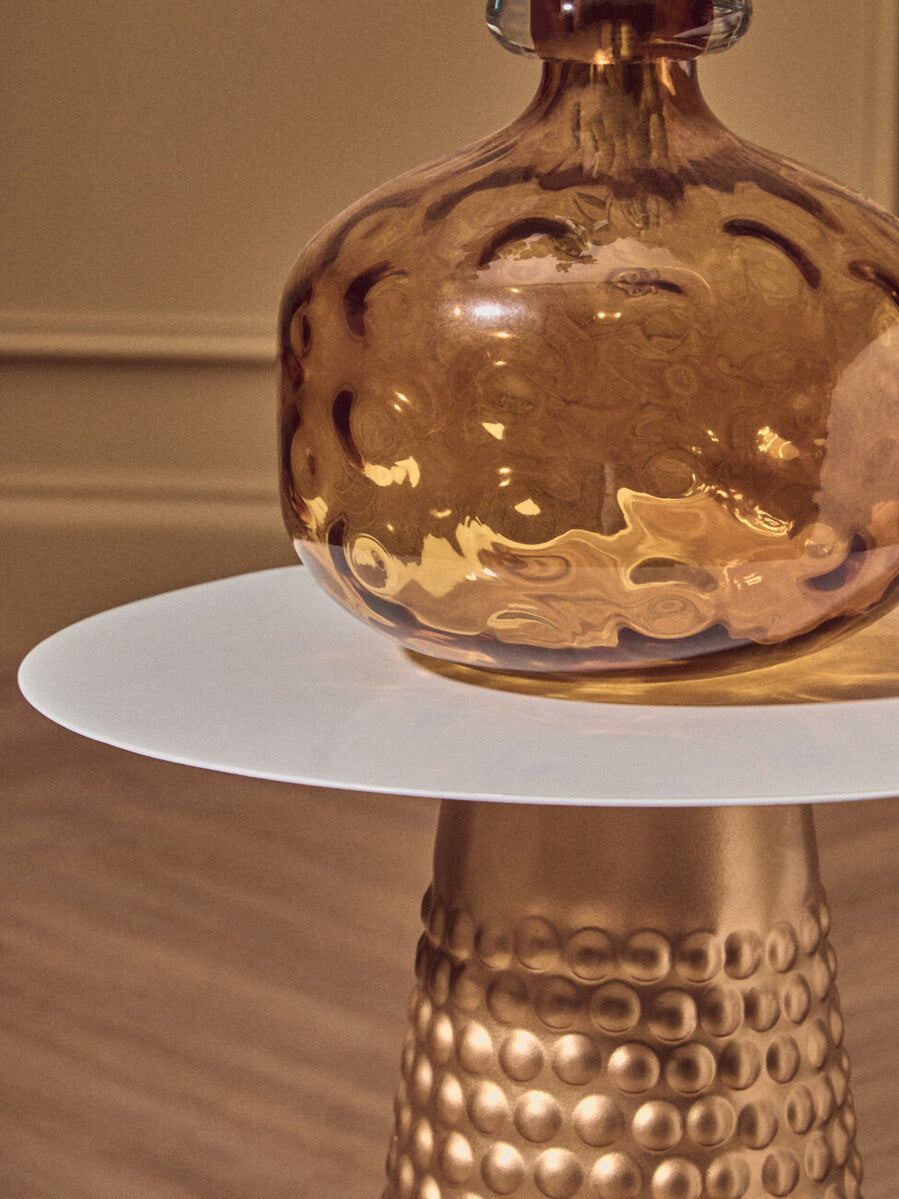 Amira White and Gold Finish Side Table