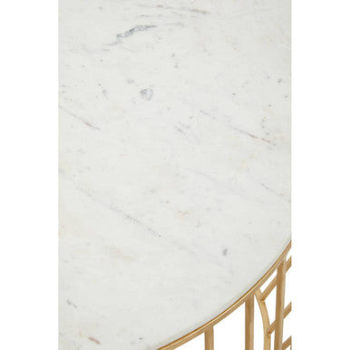 Pali White Marble and Gold Finish Round Coffee Table