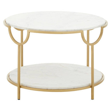 Pali White Marble 2 Tier Side Table