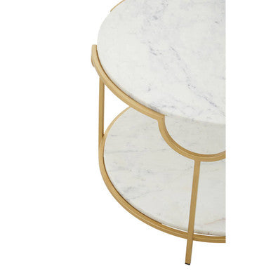 Pali White Marble 2 Tier Side Table
