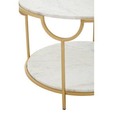 Pali White Marble 2 Tier Side Table