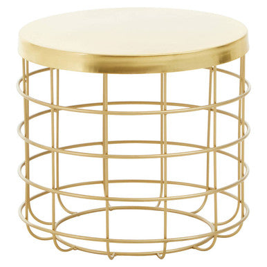 Pali Gold Finish Cage Design Side Table
