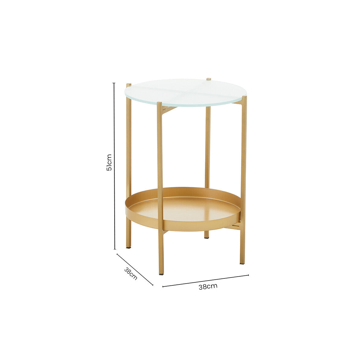 Pali Clear Glass and Gold Finish 2 Tier Side Table