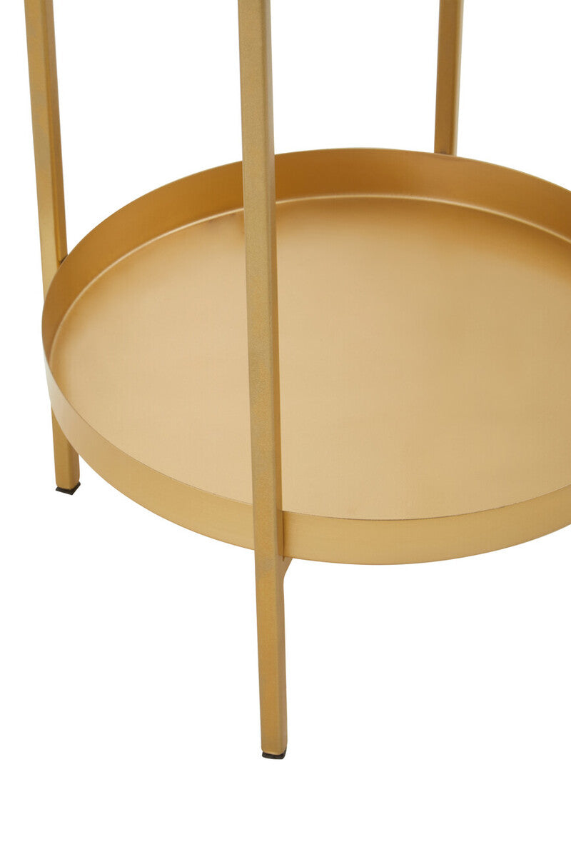 Pali Clear Glass and Gold Finish 2 Tier Side Table