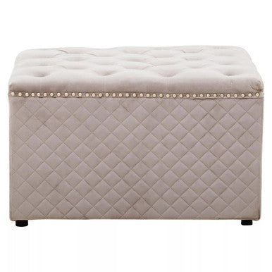 Zamora Mink Velvet Ottoman with Button Tufting