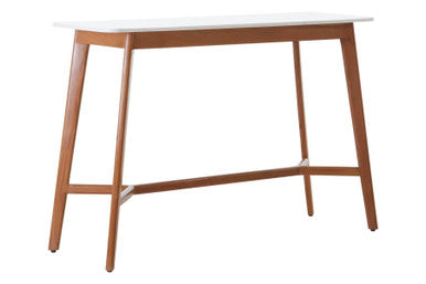 Myan Natural Acacia Wood and White Marble Console Table