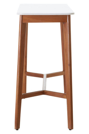 Myan Natural Acacia Wood and White Marble Console Table
