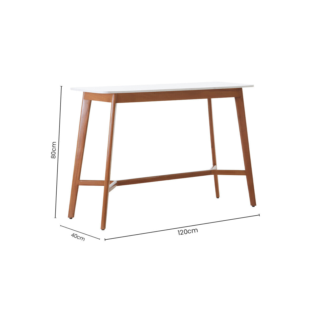 Myan Natural Acacia Wood and White Marble Console Table
