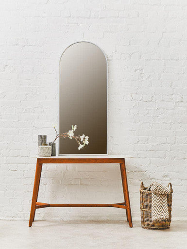 Myan Natural Acacia Wood and White Marble Console Table