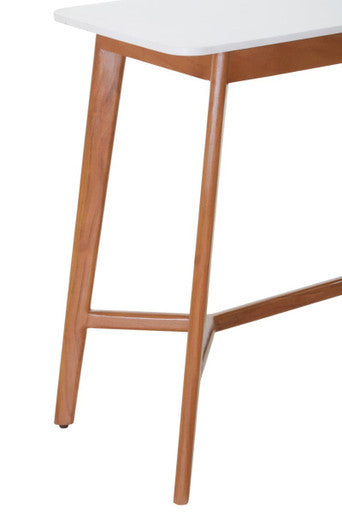 Myan Natural Acacia Wood and White Marble Console Table