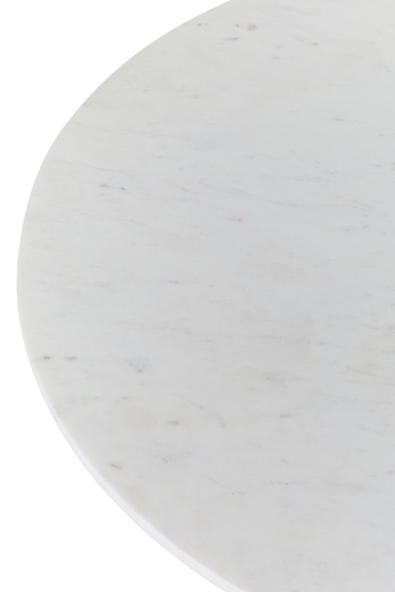 Myan Natural Acacia Wood and White Marble Round Coffee Table
