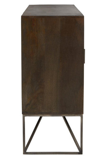 Solana Grey Wash Carved Mango Wood 2 Door and 3 Drawer Sideboard