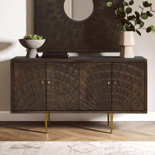 Sipari Dark Mango Wood Carved Sideboard