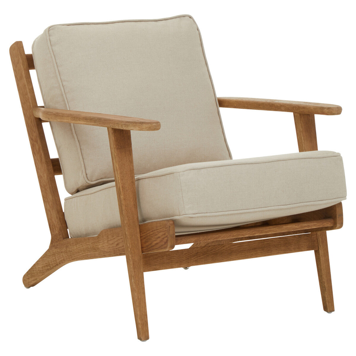 Hector Natural Linen and Dark Oak Wood Armchair