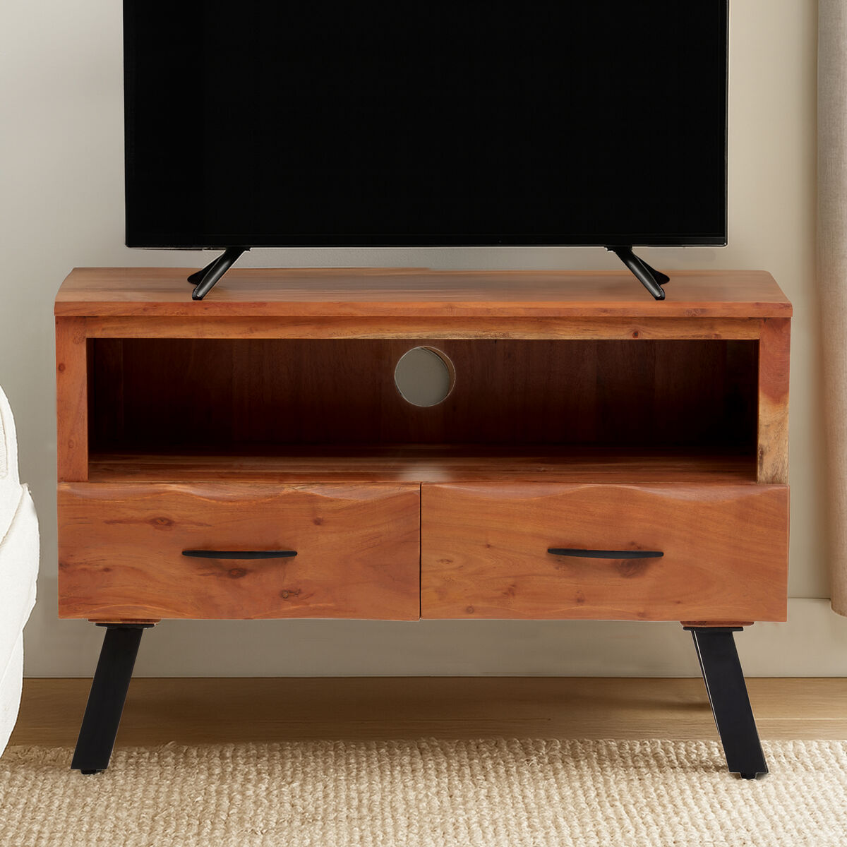 Nashik Natural Acacia Wood Small Media Unit