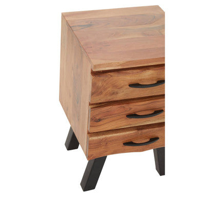 Nashik Natural Acacia Wood 3 Drawer Chest