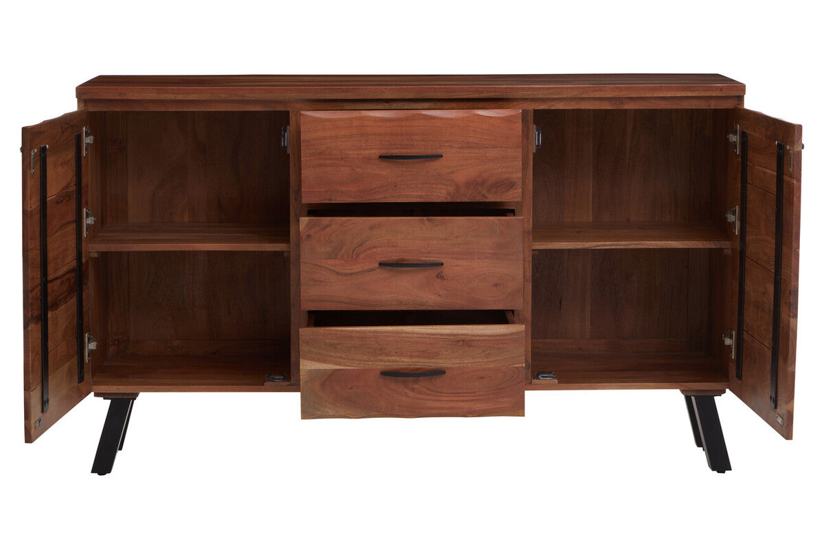 Nashik Natural Acacia Wood 2 Door and 3 Drawer Sideboard
