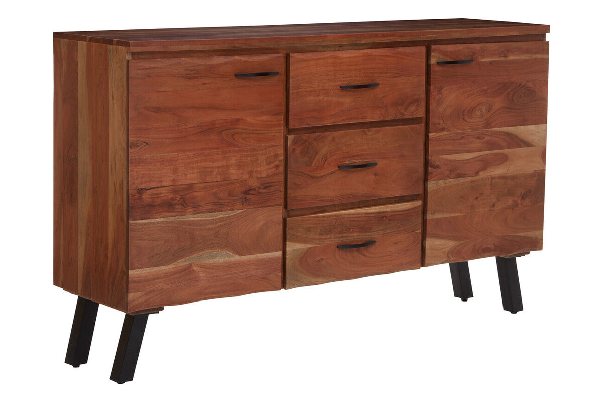 Nashik Natural Acacia Wood 2 Door and 3 Drawer Sideboard