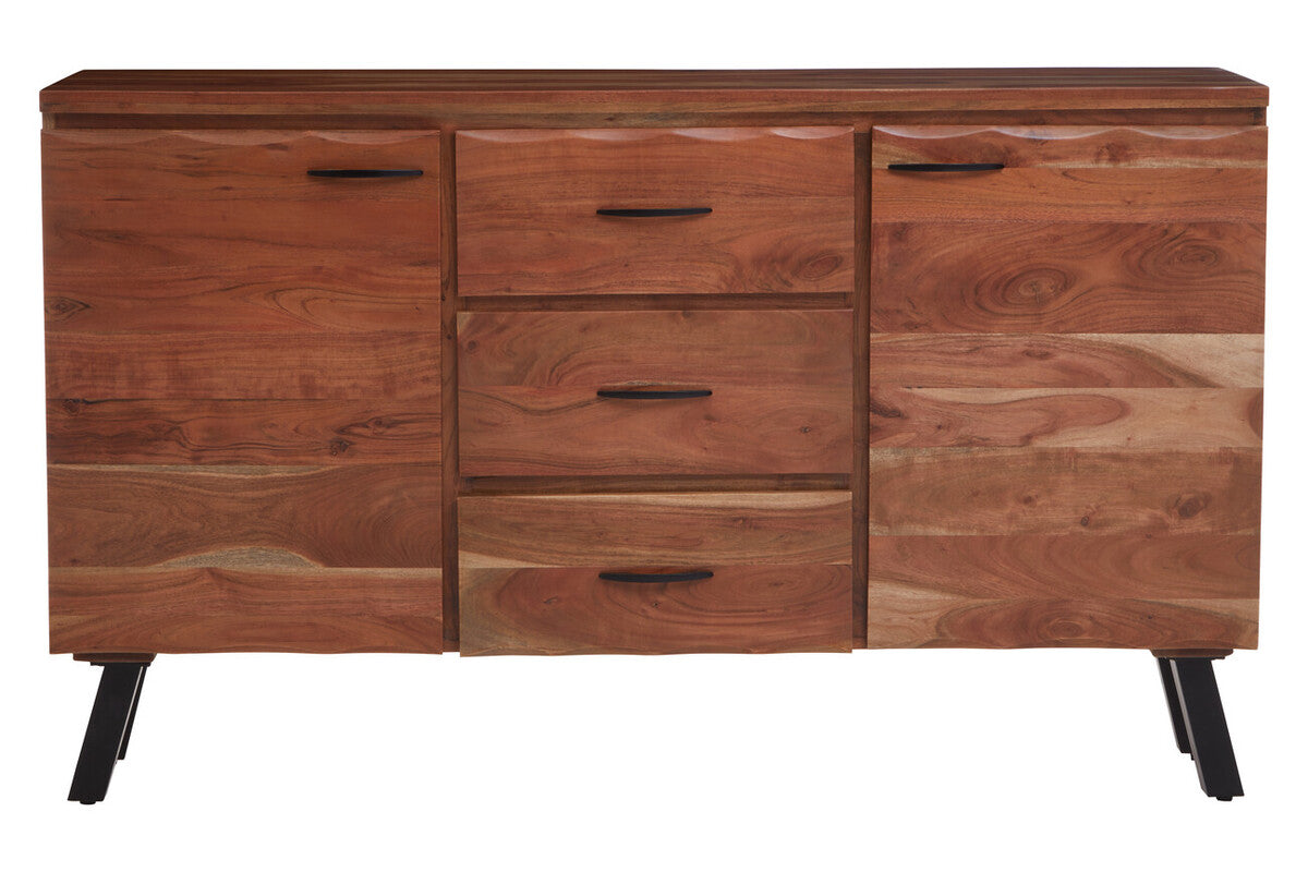 Nashik Natural Acacia Wood 2 Door and 3 Drawer Sideboard