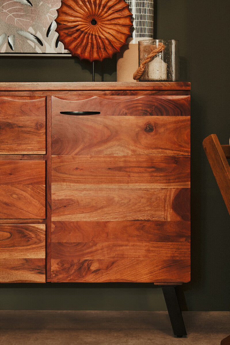 Nashik Natural Acacia Wood 2 Door and 3 Drawer Sideboard