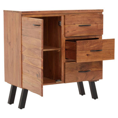 Nashik Natural Acacia Wood 1 Door and 3 Drawer Sideboard