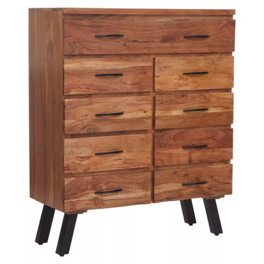 Nashik Natural Acacia Wood 9 Drawer Chest