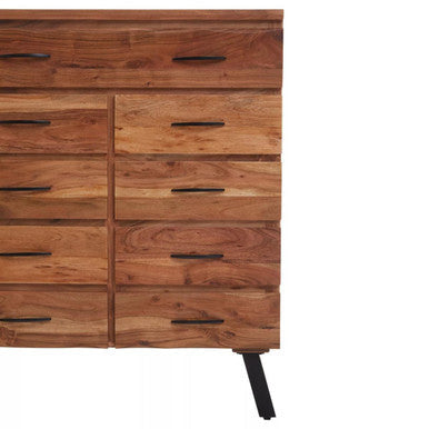 Nashik Natural Acacia Wood 9 Drawer Chest