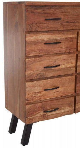 Nashik Natural Acacia Wood 9 Drawer Chest