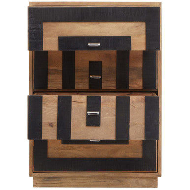 Salem Natural and Black Mango Wood 4 Drawer Chest
