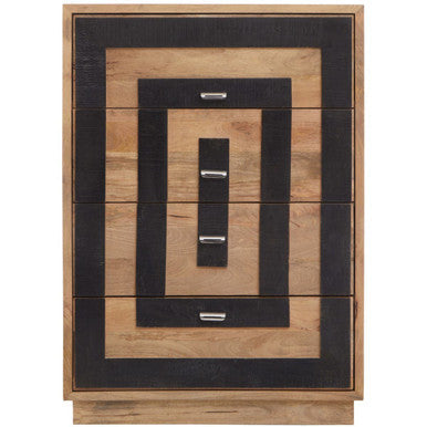 Salem Natural and Black Mango Wood 4 Drawer Chest