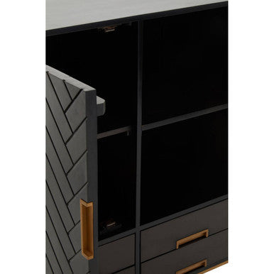 Kochi Black Mango Wood 1 Door and 4 Drawer Cabinet