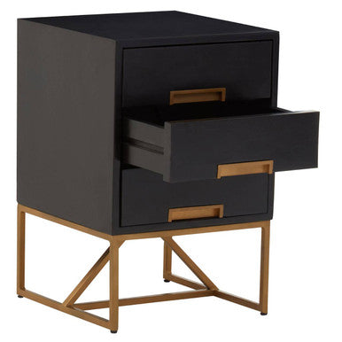 Kochi Black Mango Wood 3 Drawer Side Table
